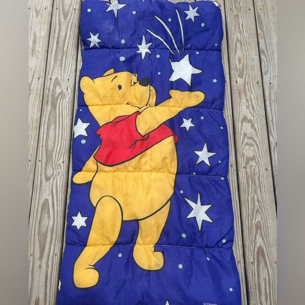 Vintage Disney 90’s Winnie The Pooh Sleeping Bag Stars Night Time Blue Glows!‎